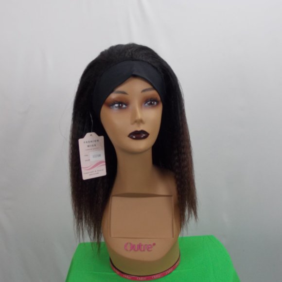 NWT Black Crimped Shoulder Length Headband Wig - Picture 2 of 4